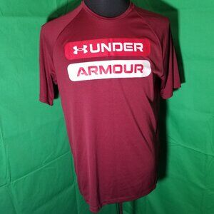 Under Armour Loose Heatgear Mens Size Medium Short Sleeve T-Shirt Maroon Gym